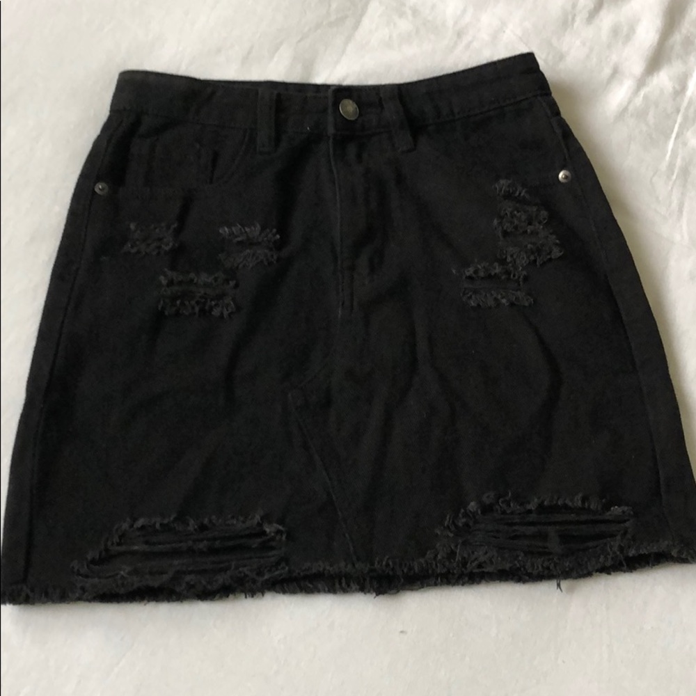 Black denim skirt